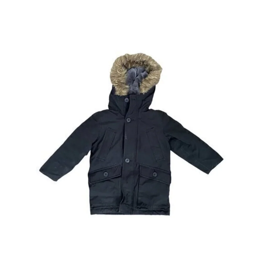Gap Black Winter Coat With Fur Lined Hood